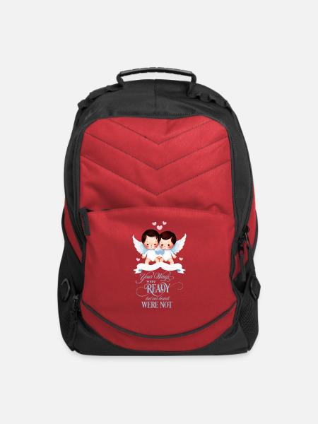 Your Wings Were Ready Twin Angel Babies - Computer Backpack - red