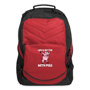 Funny Pig Piglet Hog Piggy Farm Animal - Computer Backpack - red - Front