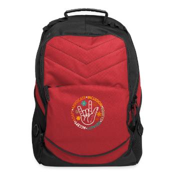 Accept Adapt Advocate Inclusion Equity Equality - Computer Backpack - red - Front