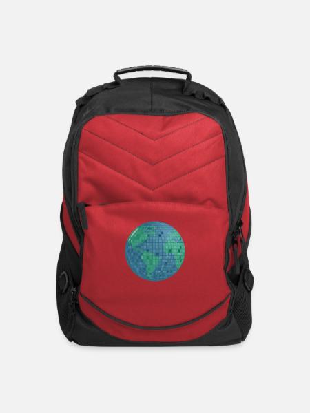 Planet Earth On Disco Ball - Computer Backpack - red