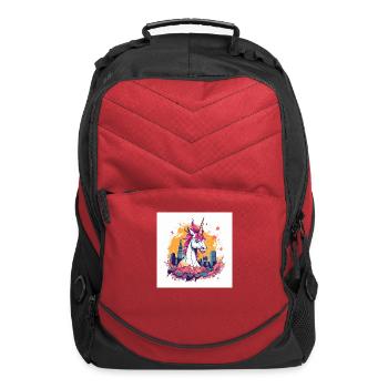 Angry Monster Unicorn Destroy The City - Computer Backpack - red - Front