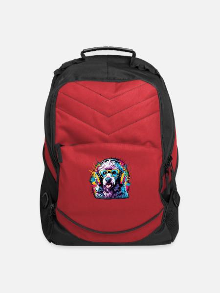 Alley of the Dog: Canine Graffiti Design - Computer Backpack - red