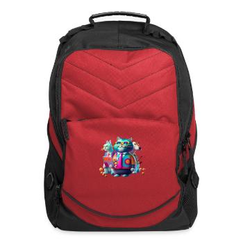 Business Cat in Creative Brainstorming Session - Computer Backpack - red - Front