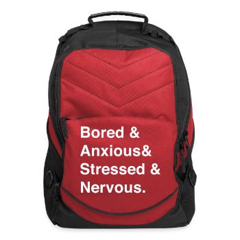 Bored Anxious Stressed Nervous green 70s - Computer Backpack - red - Front