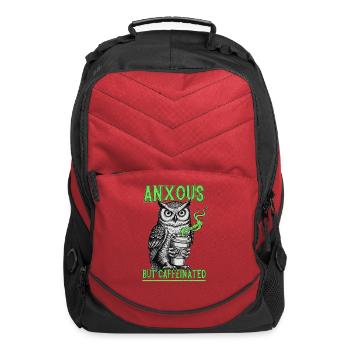 Anxious but Caffeinated Owl - Computer Backpack - red - Front