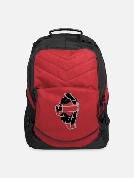 Baseball Catcher´s Mask - Computer Backpack - red