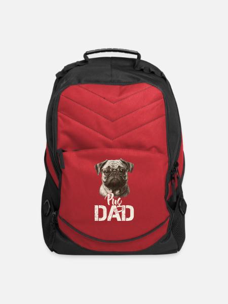 Vintage Retro Sunset Proud Pug Dog Dad Pugdog Papa - Computer Backpack - red