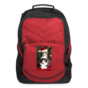 Two Cat Christmas - Computer Backpack - red - Front