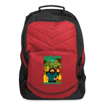 Scared people chased by robots sci fi dystopia - Computer Backpack - red - Front
