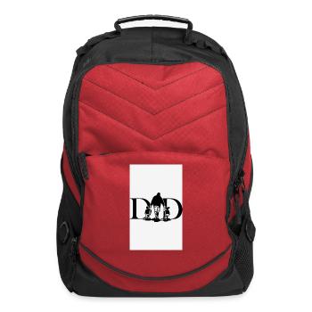 Dad & Kids Silhouette in DAD Logo - Computer Backpack - red - Front