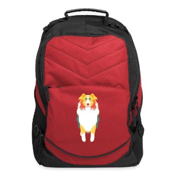 Colorful Australian Shepherd - Computer Backpack - red - Front