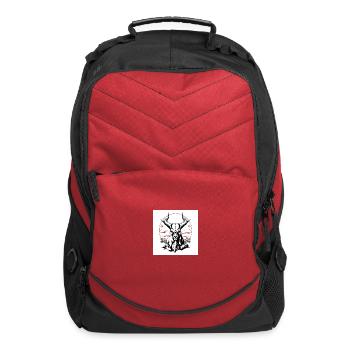 Mythic Horned Skull Illustration - Computer Backpack - red - Front