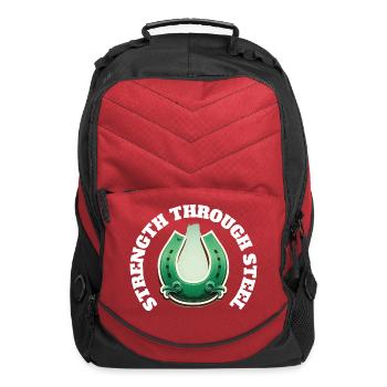 Horseshoes "Strength Through Steel" T-Shirt - Computer Backpack - red - Front