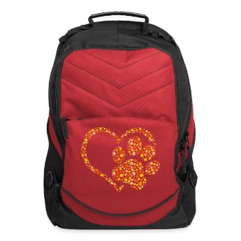 Hello Fall Autumn Leaves Dog & Cat Paw Print - - Computer Backpack - red - Front