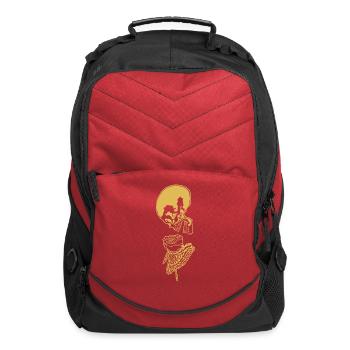 Skull And Rose Ink Art Tattoo Retro Yellow - Computer Backpack - red - Front