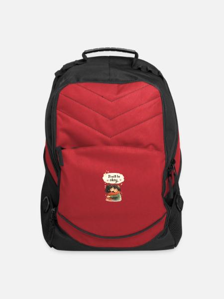 It Will Be Okay Cozy Hug Illustration - Computer Backpack - red