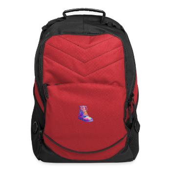 Rainbow Floral Combat Boot - Computer Backpack - red - Front