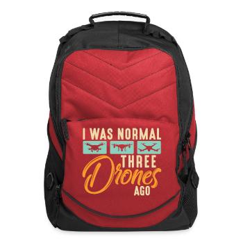 I Was Normal Three Drones Ago Drone Pilot Quadcopt - Computer Backpack - red - Front