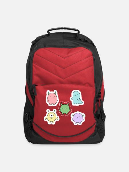 Cute Monster Parade Sticker Art - Computer Backpack - red