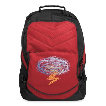 Hand Drawn Storm Cloud Lightning Bolt Sketch Art D - Computer Backpack - red - Front