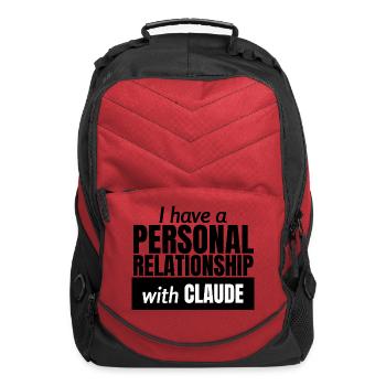 With CLAUDE Typography Tee - Computer Backpack - red - Front