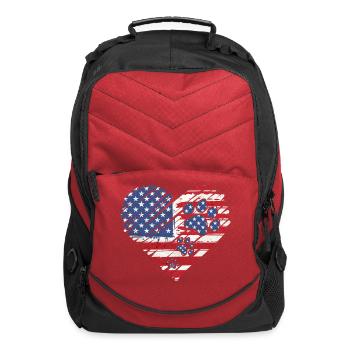 american flag patriotic dog & cat paw print 4th - Computer Backpack - red - Front