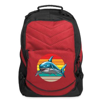 Shark Retro Sun Ocean Animals - Computer Backpack - red - Front