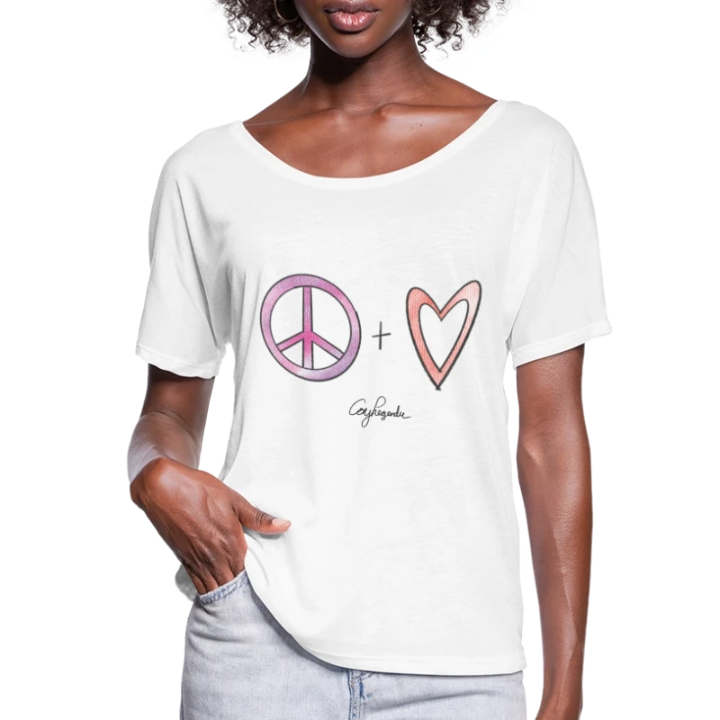 Peace and Love | Signature Collection - Women's Flowy T-Shirt
