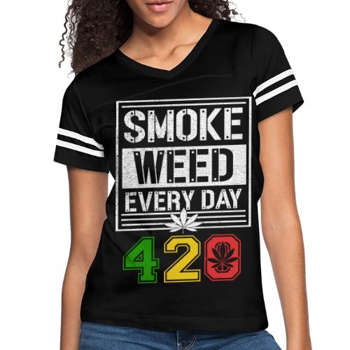 Hysterical 420 Everyday Smoker Weed Marijuana - Women's V-Neck Football Tee