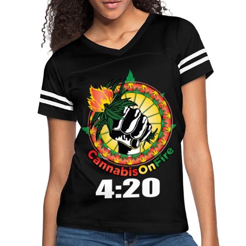 Wacky 420 Keep It Lit Time Weed Marijuana Design - Women's V-Neck Football Tee