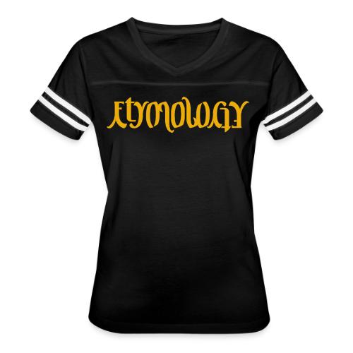 Yellow Etymology Ambigram - Women's V-Neck Football Tee
