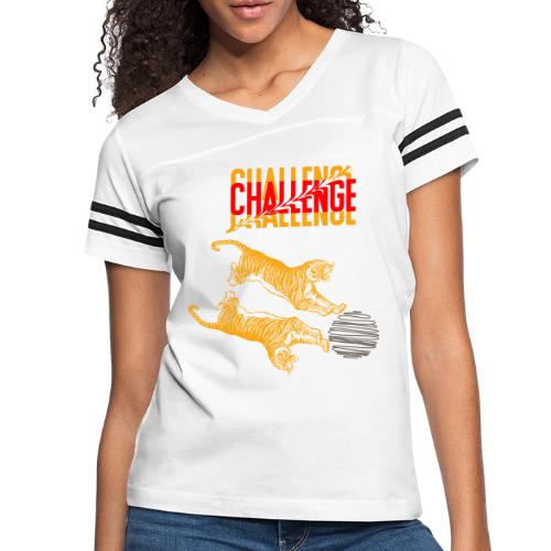 Double tiger fashion, jungle feline animals. - Women's V-Neck Football Tee