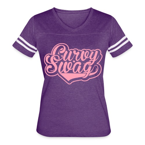 Curvy Swag Reversed Out Design - Women's V-Neck Football Tee