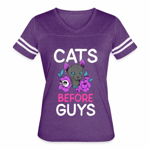 punk cats before guys heart anti valentines day - Women's V-Neck Football Tee