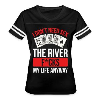 Funny Poker Player Poker Cards and Chips Poker - Women's V-Neck Football Tee - black/white - Front - Danielle (179cm)