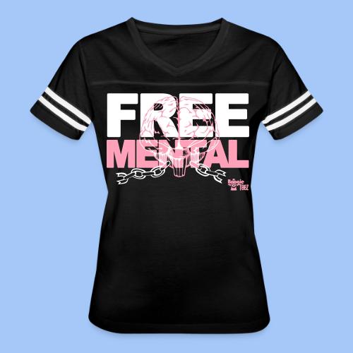 FREE MENTAL - Women's V-Neck Football Tee