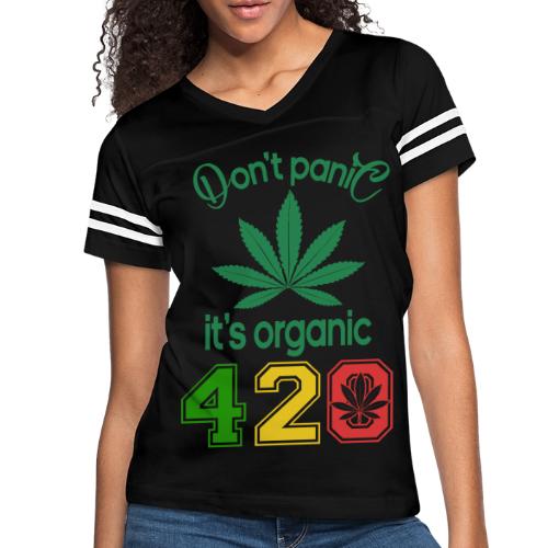 Joshing 420 Organic Herb Weed Marijuana Design - Women's V-Neck Football Tee
