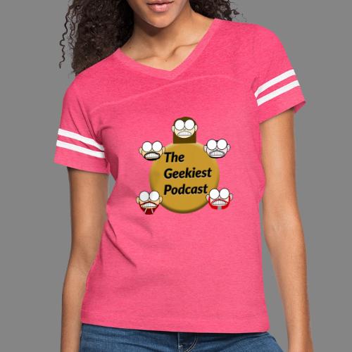 The Geekiest Podcast Logo - Women's V-Neck Football Tee