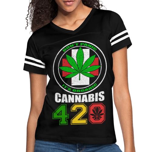 Lighthearted 420 Organic Ganja Weed Marijuana Desi - Women's V-Neck Football Tee