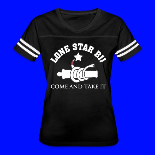 Lone Star BJJ - Come and Take It - White and Red - Women's V-Neck Football Tee