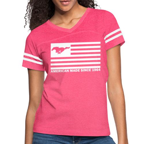 Mustang Flag white - Women's V-Neck Football Tee