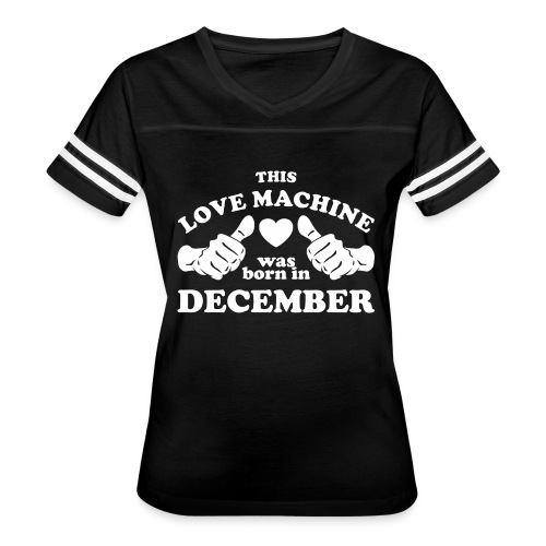 This Love Machine Was Born In December - Women's V-Neck Football Tee