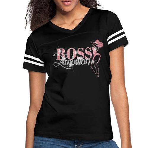 Women Boss Ambition Tshirt Glitter - Women's V-Neck Football Tee