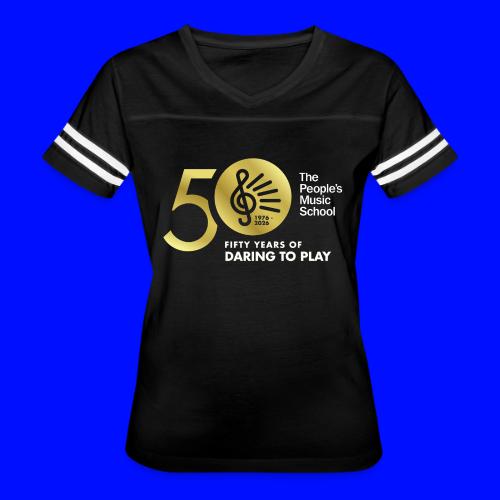 50 Years of Daring to Play - Women's V-Neck Football Tee