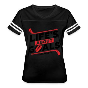 Cool Ice Hockey 9 - Women's V-Neck Football Tee - black/white - Front - Danielle (179cm)