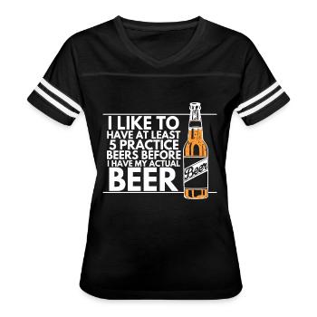 Beer - practice beers funny beer drinking drink - Women's V-Neck Football Tee - black/white - Front - Danielle (179cm)