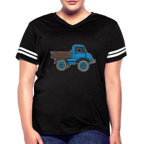Blue off-road truck - Women's V-Neck Football Tee