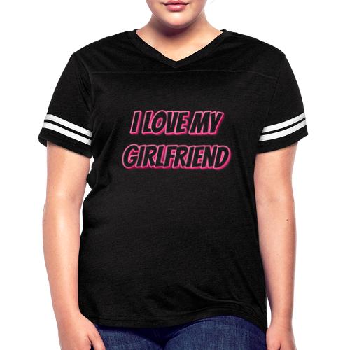 I Love My Girlfriend T-Shirt - Customizable - Women's V-Neck Football Tee