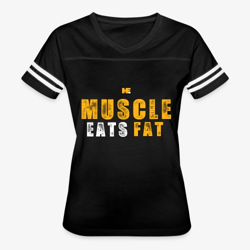 Muscle Eats Fat (Royal Yellow) - Women's V-Neck Football Tee