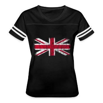 British Flag United Kingdom Flag Great Britain Uni - Women's V-Neck Football Tee - black/white - Front - Danielle (179cm)